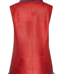 womens-red-faux-leather-merino-shearling-vest