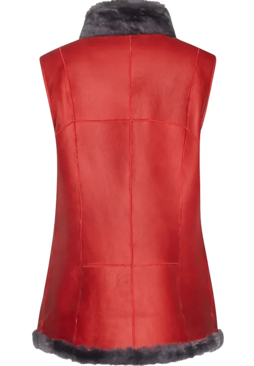 womens-red-faux-leather-merino-shearling-vest