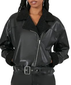 womens-shearling-black-faux-leather-belted-moto-jacket