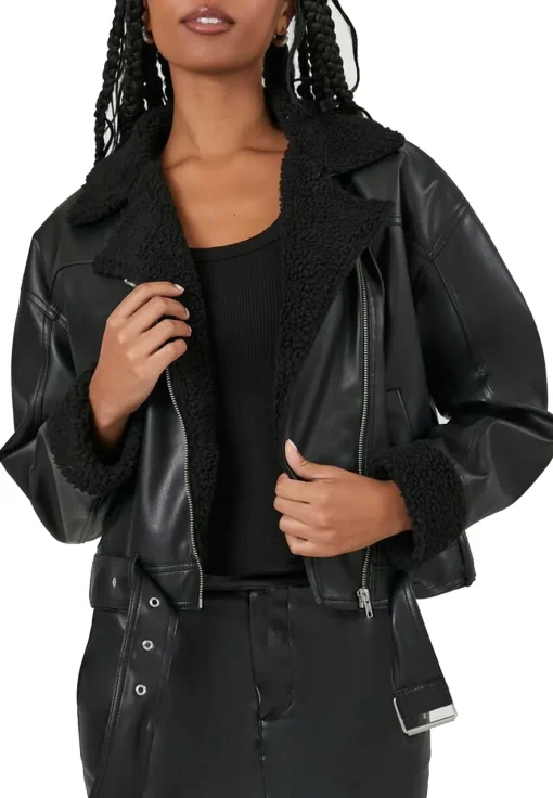 womens-shearling-black-faux-leather-belted-moto-jacket