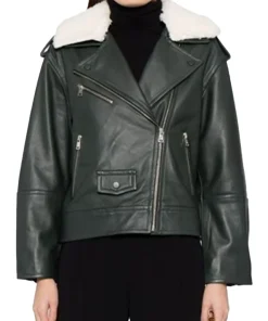 womens-shearling-collar-green-faux-leather-jacket