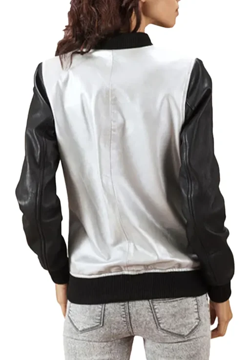 womens-silver-faux-leather-bomber-jacket-with-black-sleeves
