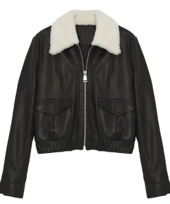 womens-sporty-shearling-collar-black-faux-leather-bomber-jacket