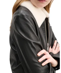 womens-sporty-shearling-collar-black-faux-leather-bomber-jacket