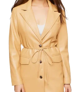 womens-tan-faux-leather-belted-blazer