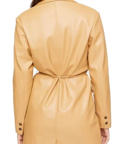 womens-tan-faux-leather-belted-blazer