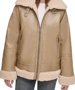 womens-taupe-faux-leather-aviator-shearling-jacket