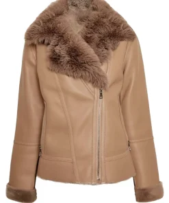 womens-taupe-faux-leather-shearling-jacket
