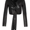 womens-tie-detailed-black-faux-leather-jacket