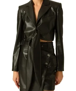 womens-tie-detailed-black-faux-leather-jacket