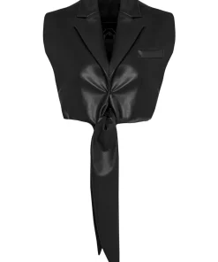 womens-tie-detailed-black-faux-leather-vest