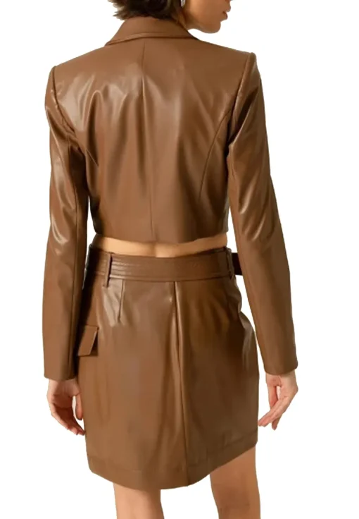 womens-tie-detailed-brown-faux-leather-jacket