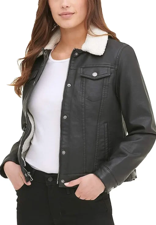 womens-vintage-sherpa-lined-black-faux-leather-jacket