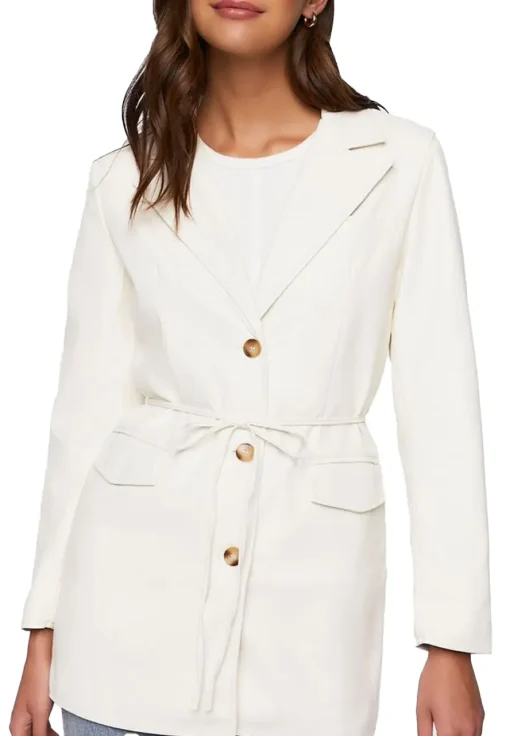womens-white-faux-leather-belted-blazer