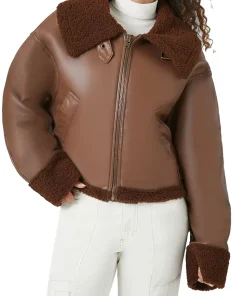 womens-zip-up-brown-faux-leather-shearling-bomber-jacket