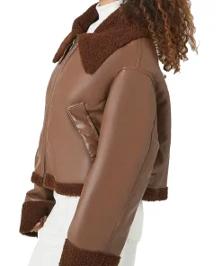 womens-zip-up-brown-faux-leather-shearling-bomber-jacket