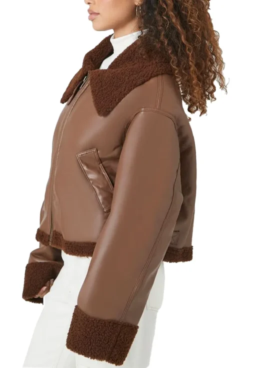 womens-zip-up-brown-faux-leather-shearling-bomber-jacket