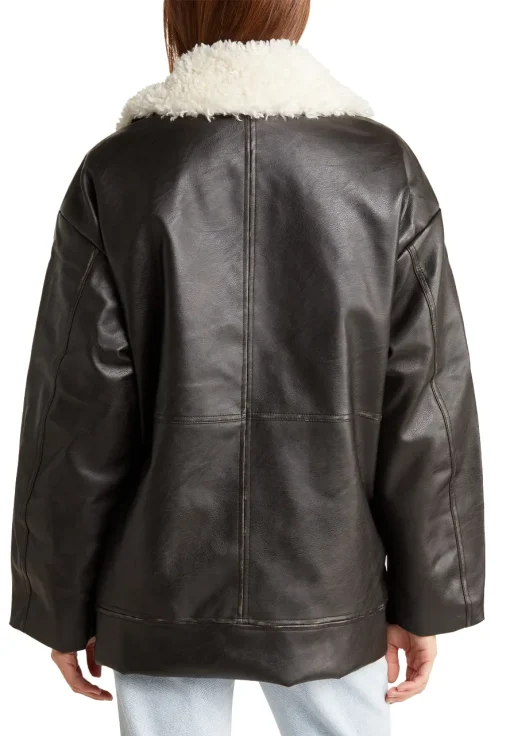 womens-zip-up-brown-faux-leather-shearling-collar-jacket