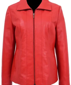 womens-classic-zip-fastening-red-faux-leather-jacket