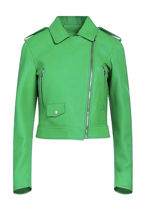 green-womens-faux-leather-biker-jacket