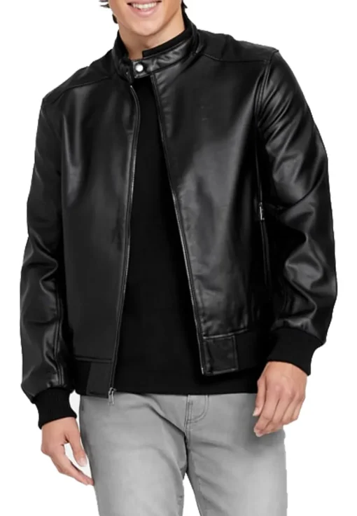 mens-black-farron-faux-leather-bomber-jacket