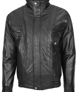 mens-blouson-black-faux-leather-bomber-jacket