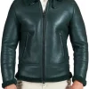 mens-buckle-collar-green-faux-leather-shearling-jacket
