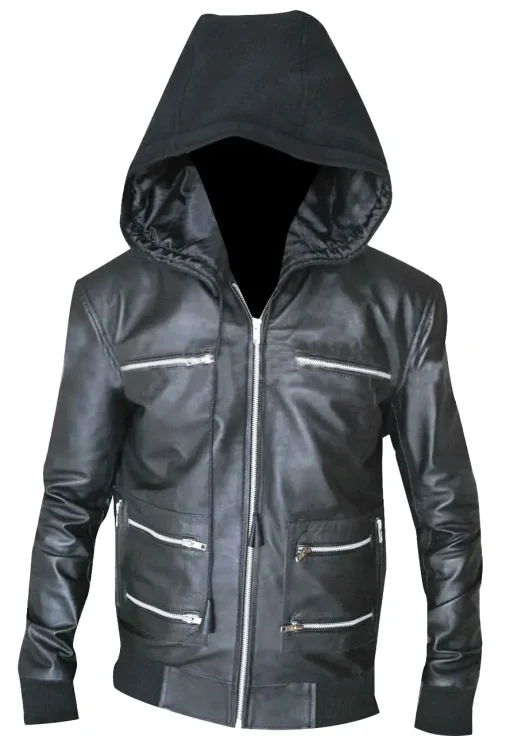 mens-classic-black-faux-leather-bomber-jacket-with-hood