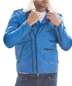 mens-classic-blue-faux-leather-biker-jacket-with-fur-collar