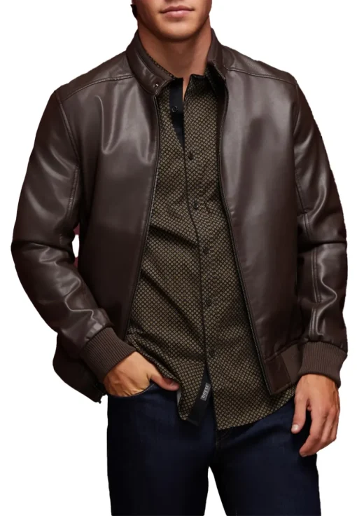 mens-coffee-brown-farron-faux-leather-bomber-jacket