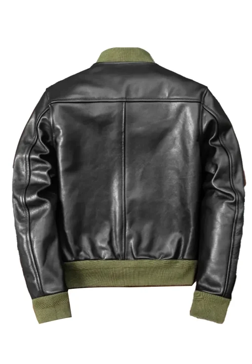 mens-green-rib-black-faux-leather-bomber-jacket