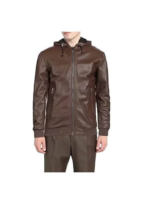 mens-hooded-collar-brown-faux-leather-bomber-jacket