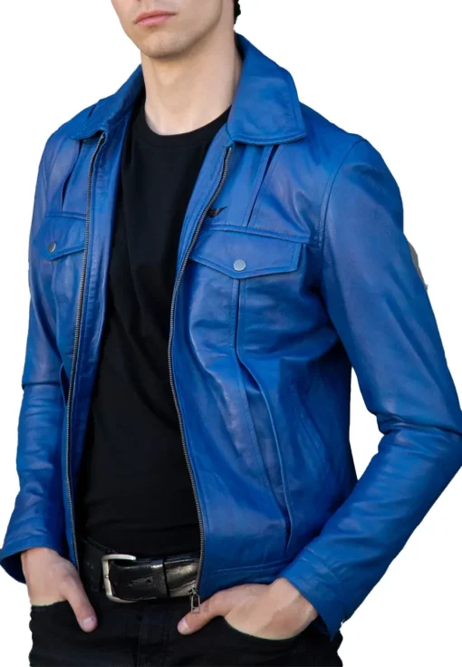 mens-iconic-blue-faux-leather-jacket