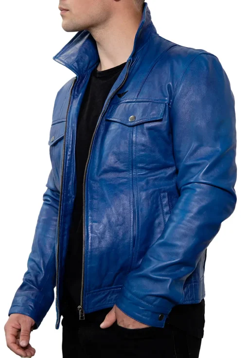 mens-iconic-blue-faux-leather-jacket