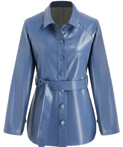 womens-belted-blue-faux-leather-jacket