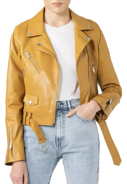 womens-biker-yellow-faux-leather-jacket