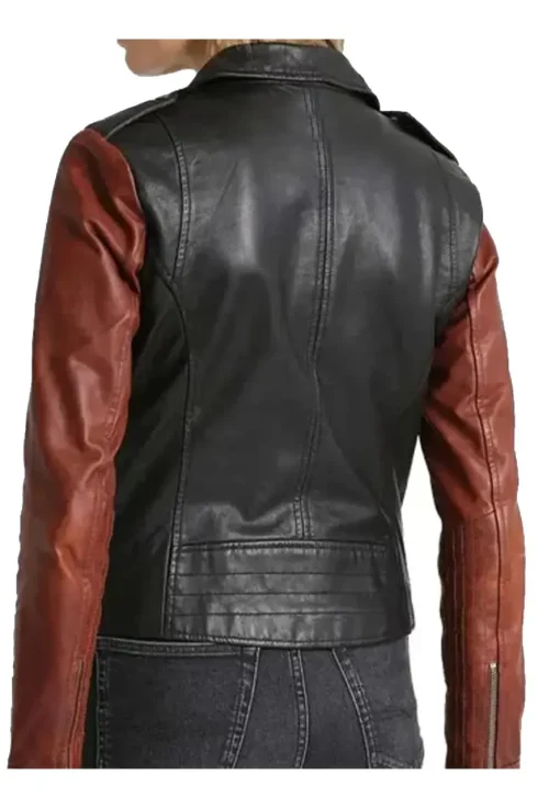 womens-black-faux-leather-biker-jacket-with-brown-sleeves