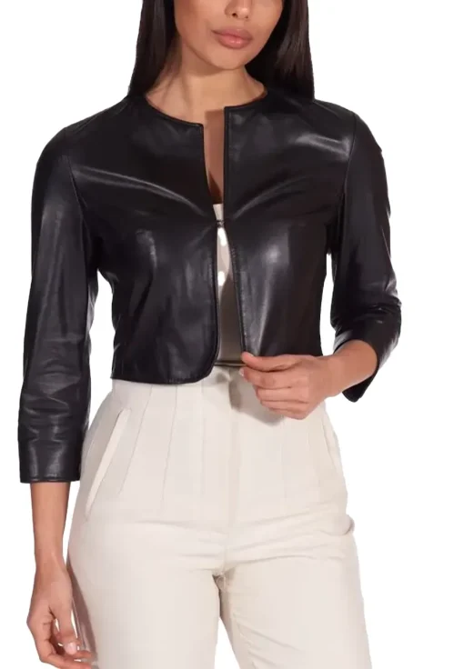 womens-black-faux-leather-bolero-jacket