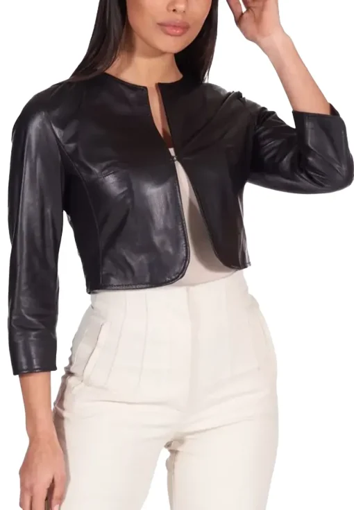 womens-black-faux-leather-bolero-jacket