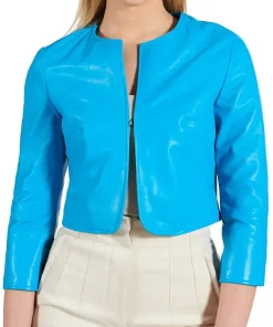 womens-blue-faux-leather-bolero-jacket