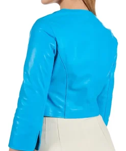 womens-blue-faux-leather-bolero-jacket