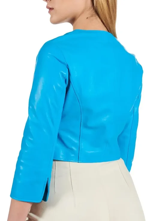 womens-blue-faux-leather-bolero-jacket