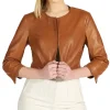 womens-brown-faux-leather-bolero-jacket