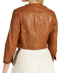 womens-brown-faux-leather-bolero-jacket