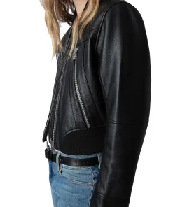 womens-bunta-black-faux-leather-bomber-jacket