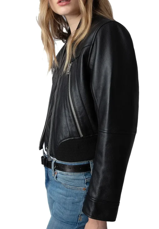 womens-bunta-black-faux-leather-bomber-jacket