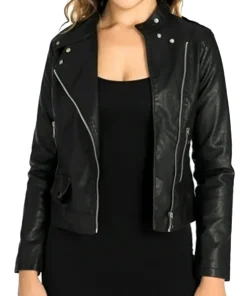 womens-casual-zip-up-black-faux-leather-biker-jacket
