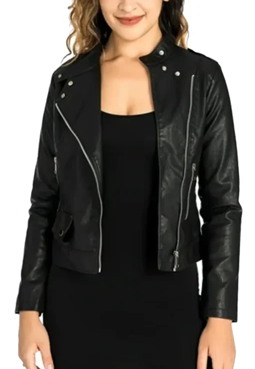 womens-casual-zip-up-black-faux-leather-biker-jacket