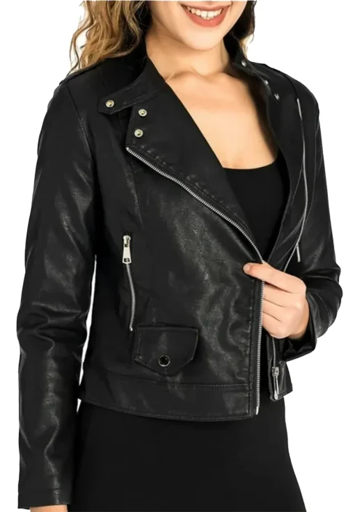 womens-casual-zip-up-black-faux-leather-biker-jacket