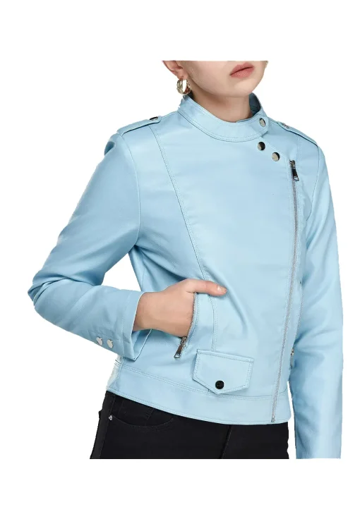womens-casual-zip-up-blue-faux-leather-biker-jacket